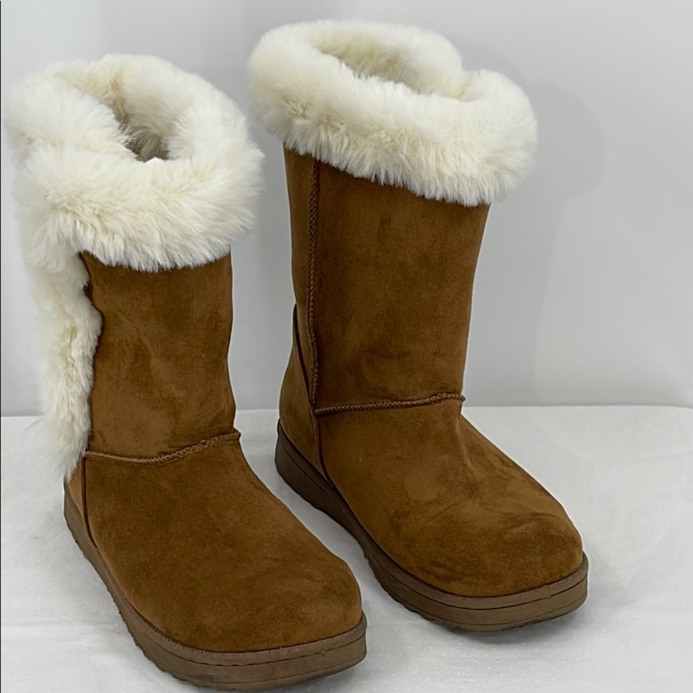 SO SIZE 10M Women's Brown Faux Fur-Lined Boots